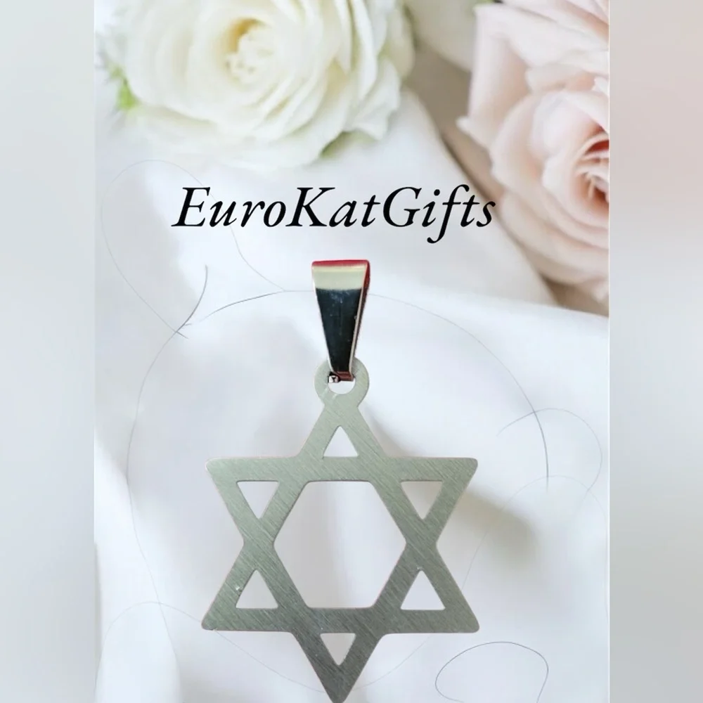 NEW Shiny Silver Star of David Pendant NWT
